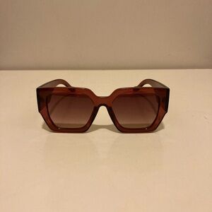 New Kurt Geiger Oversized Hexagonal Sunglasses - Amber Brown
